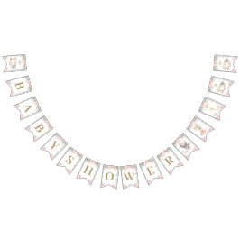 ウッドランド動物赤面ピンクフローラベビーシャワー バンティングフラッグ