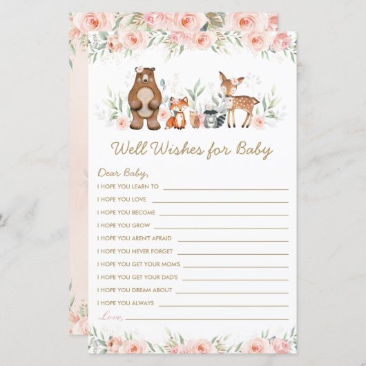 ウッドランド動物赤面フローラがベビーを願う (正面/裏面)