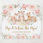 ウッドランド動物赤面フローラベビーシャワーポップ・アートのIt スパークリングワインラベル (シングルラベル)