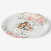 ウッドランド動物赤面フローラベビーシャワー誕生日 ペーパープレート (アングル)