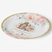 ウッドランド動物赤面フローラベビーシャワー誕生日 ペーパープレート (アングル)