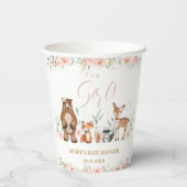 ウッドランド動物赤面フローラベビーシャワー誕生日 紙コップ (裏面)