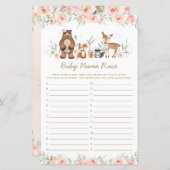 ウッドランド動物赤面フローラベビー名レースゲーム (正面/裏面)