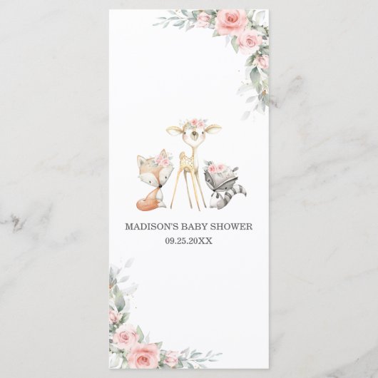 ウッドランド動物赤面フローラ緑のシャワーメニュー プログラム (裏面)