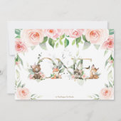 ウッドランド動物赤面フローラ1回目の誕生日写真   サンキューカード (裏面)