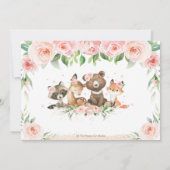 ウッドランド動物赤面フローラ1歳の誕生日 招待状 (裏面)