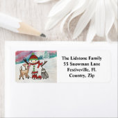 ウッドランド動物雪だるま水彩住所 シール (インサイチュ)