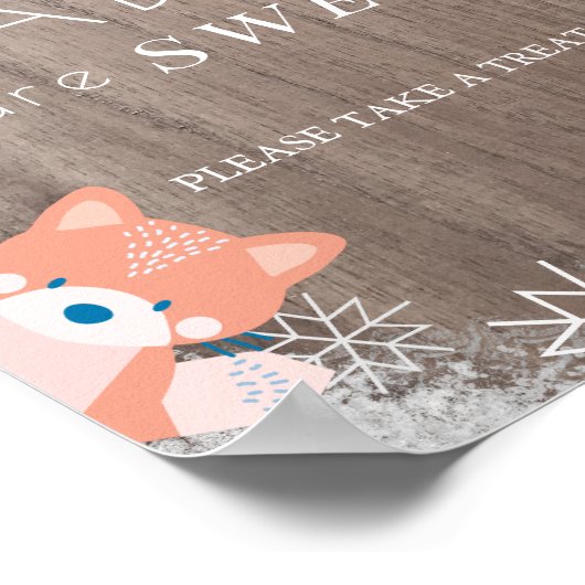 ウッドランド動物雪の赤ちゃんシャワー甘いトリートサイン ポスター (角)