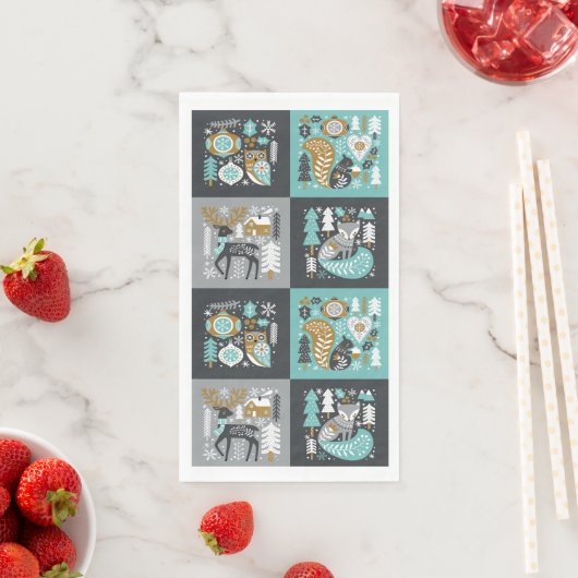 ウッドランド動物雪片スカンジナビア・クリスマス (インサイチュ)