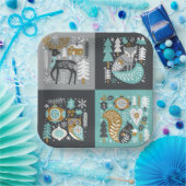 ウッドランド動物雪片スカンジナビア・クリスマス ペーパープレート (パーティー)