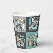 ウッドランド動物雪片スカンジナビア・クリスマス 紙コップ (左)