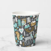 ウッドランド動物雪片スカンジナビア・クリスマス 紙コップ (裏面)