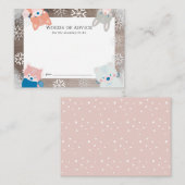 ウッドランド動物雪片ピンクアドバイスカード エンクロージャーカード (正面/裏面)