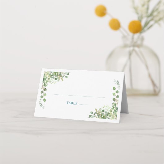 ウッドランド動物青トラック赤ちゃんシャワー プレイスカード (正面)