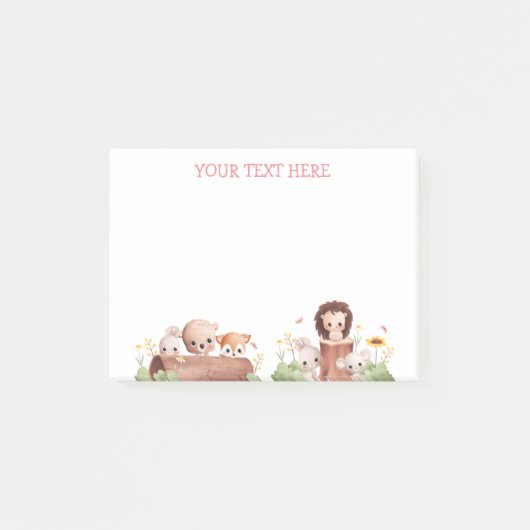 ウッドランド動物食用ポストそれノート幸せな顔 ポストイット (正面)