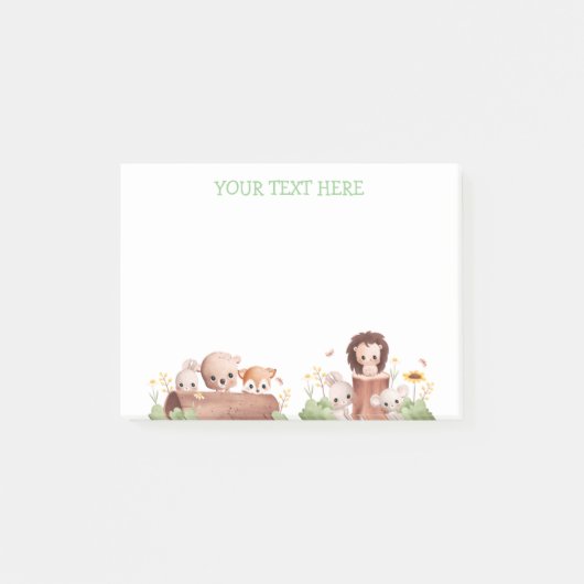 ウッドランド動物食用ポストそれノート幸せな顔 ポストイット (正面)