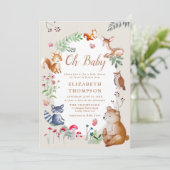 ウッドランド動物魅惑された森の魔法赤ちゃんシャワー 招待状 (スタンド正面)