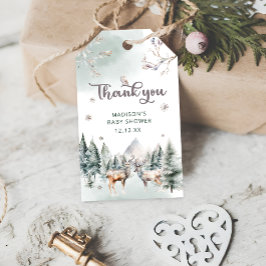 ウッドランド動物鹿の冬の赤ちゃんシャワーありがとう ギフトタグ