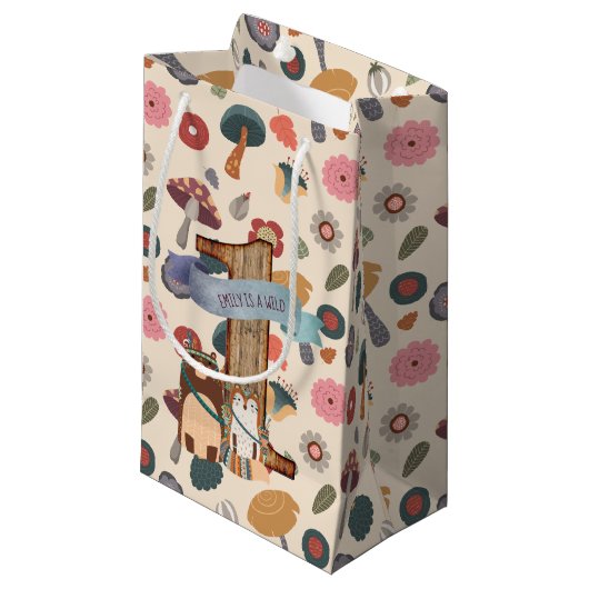 ウッドランド動物1st誕生日ワイルドワン – Tribal スモールペーパーバッグ (正面アングル)