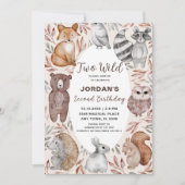 ウッドランド動物2nd誕生日パーティー 招待状 (正面)