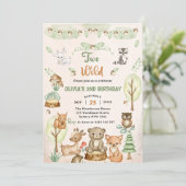 ウッドランド動物2nd誕生日パーティー 招待状 (スタンド正面)