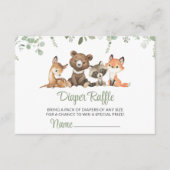 ウッドランド動物,森,ワイルドワン,おむつラッフル エンクロージャーカード (正面)