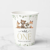 ウッドランド動物,森,ワイルドワン,最初の誕生日 紙コップ (正面)