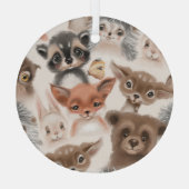 ウッドランド動物:水彩シームレスパターン ガラスオーナメント (裏面)