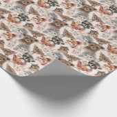 ウッドランド動物：水彩シームレスパターン ラッピングペーパー (角)