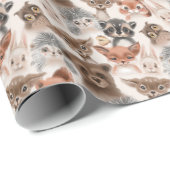 ウッドランド動物：水彩シームレスパターン ラッピングペーパー (ロールコーナー)