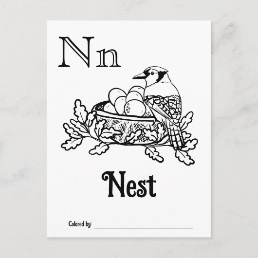 ウッドランド動物ABCぬりえ赤ちゃんシャワー活動 ポストカード