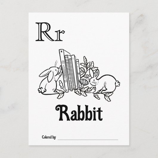 ウッドランド動物ABCぬりえ赤ちゃんシャワー活動 ポストカード (正面)