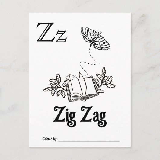 ウッドランド動物ABCぬりえ赤ちゃんシャワー活動 ポストカード (正面)