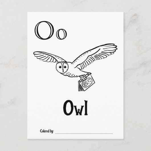 ウッドランド動物ABCぬりえ赤ちゃんシャワー活動 ポストカード (正面)