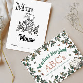 ウッドランド動物ABCぬりえ赤ちゃんシャワー活動 ポストカード