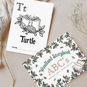 ウッドランド動物ABCぬりえ赤ちゃんシャワー活動 ポストカード