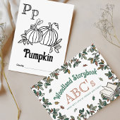 ウッドランド動物ABCぬりえ赤ちゃんシャワー活動 ポストカード