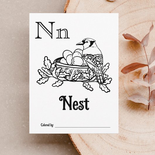 ウッドランド動物ABCぬりえ赤ちゃんシャワー活動 ポストカード