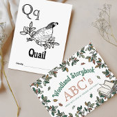 ウッドランド動物ABCぬりえ赤ちゃんシャワー活動 ポストカード