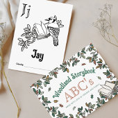 ウッドランド動物ABCぬりえ赤ちゃんシャワー活動 ポストカード