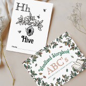 ウッドランド動物ABCぬりえ赤ちゃんシャワー活動 ポストカード