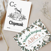 ウッドランド動物ABCぬりえ赤ちゃんシャワー活動 ポストカード