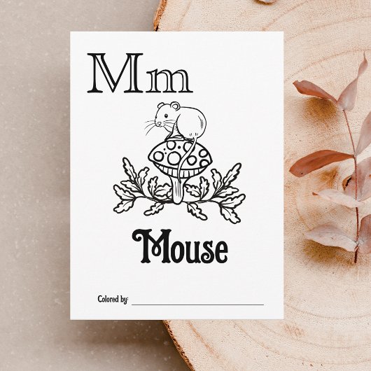 ウッドランド動物ABCぬりえ赤ちゃんシャワー活動 ポストカード