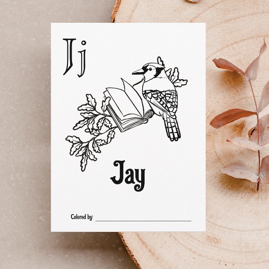 ウッドランド動物ABCぬりえ赤ちゃんシャワー活動 ポストカード