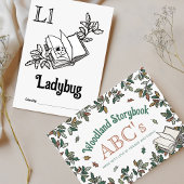 ウッドランド動物ABCぬりえ赤ちゃんシャワー活動 ポストカード