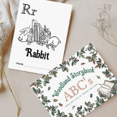 ウッドランド動物ABCぬりえ赤ちゃんシャワー活動 ポストカード