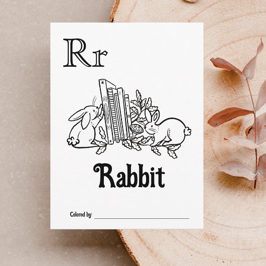 ウッドランド動物ABCぬりえ赤ちゃんシャワー活動 ポストカード