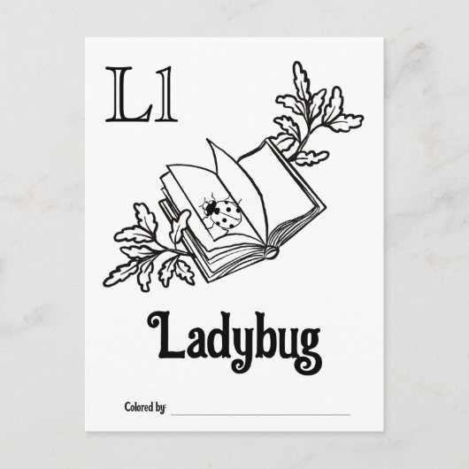 ウッドランド動物ABCぬりえ赤ちゃんシャワー活動 ポストカード (正面)