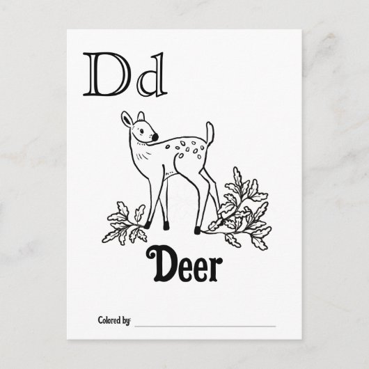 ウッドランド動物ABCぬりえ赤ちゃんシャワー活動 ポストカード (正面)