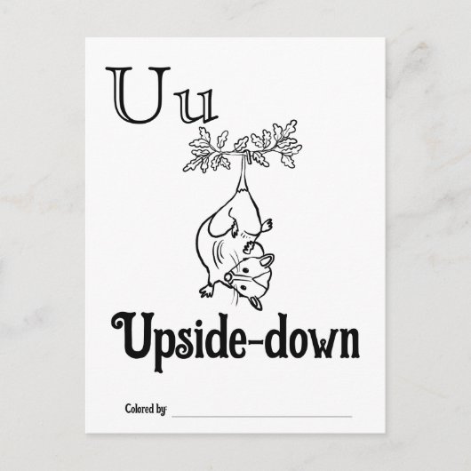 ウッドランド動物ABCぬりえ赤ちゃんシャワー活動 ポストカード (正面)